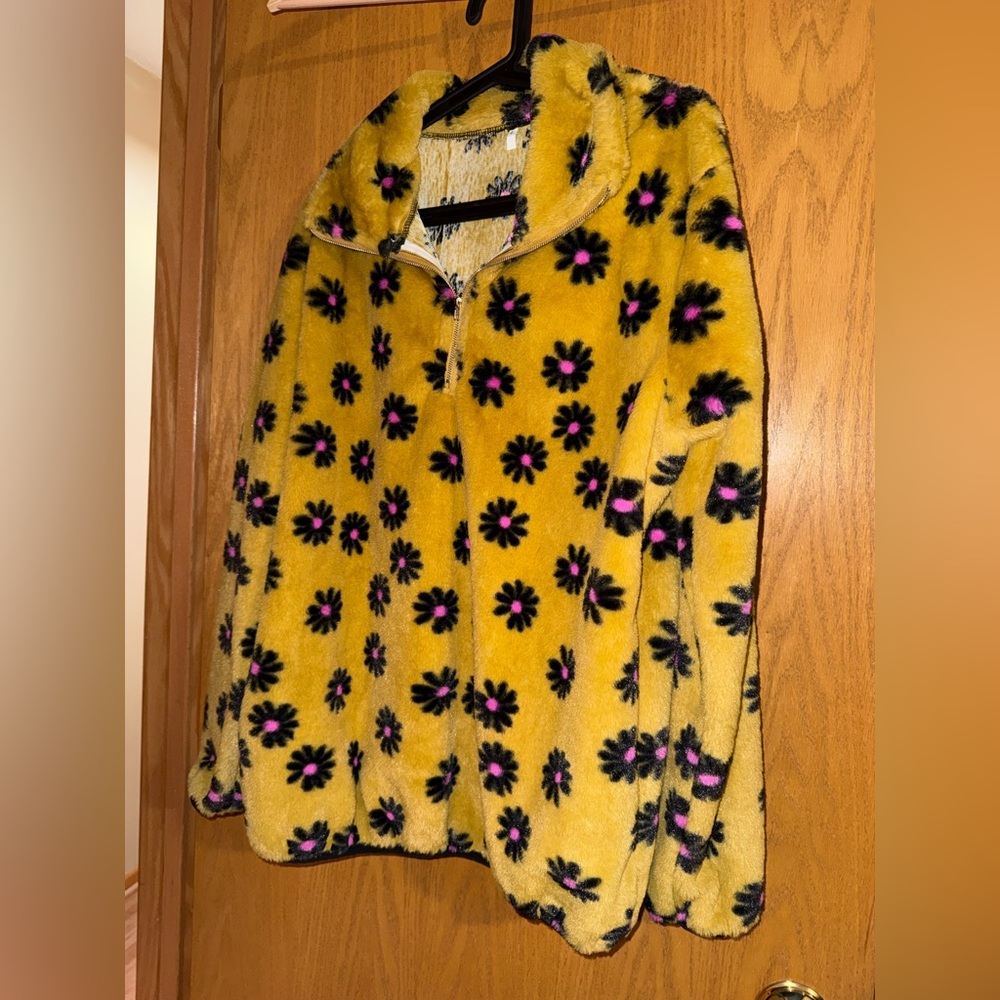Floral Yellow Fleece Jacket